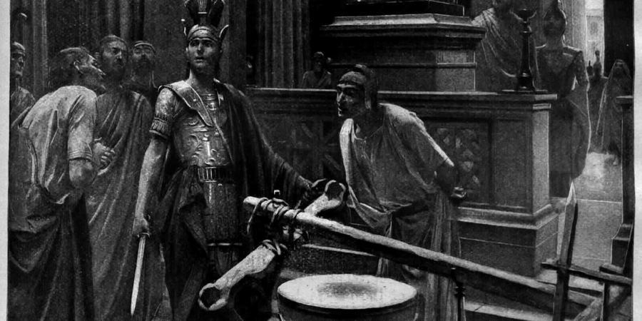 Alexander the Great Cutting the Gordian Knot by André Castaigne (1898–1899)